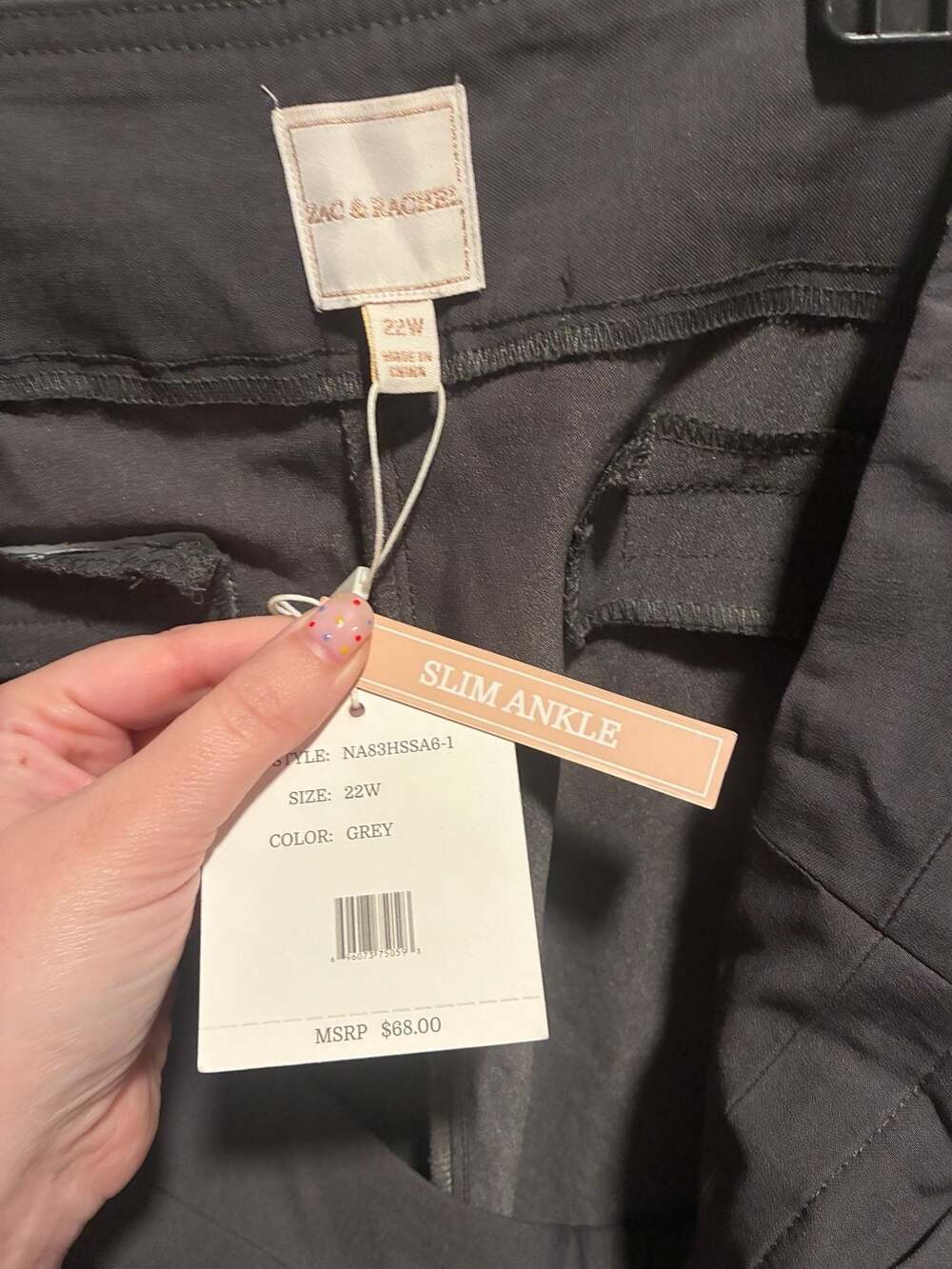 Zac & Rachel Slim Ankle Pants Grey Size 22W